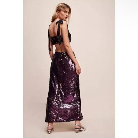 Free People NWT Star Bright Set in Lilac Sequin Skirt Set Size 0 - Picture 6 of 16
